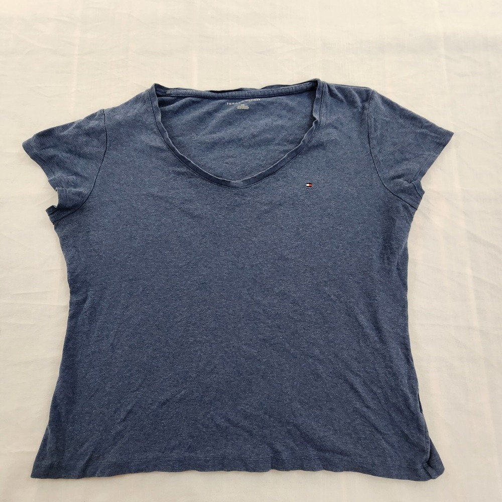 Tommy Hilfiger Blue Short Sleeve Cotton T-Shirt Women's L